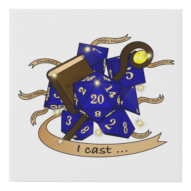 Wizard Dice Design Faux Canvas Print (Front)