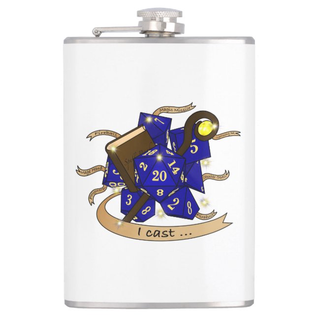 Wizard Dice Design Flask (Front)
