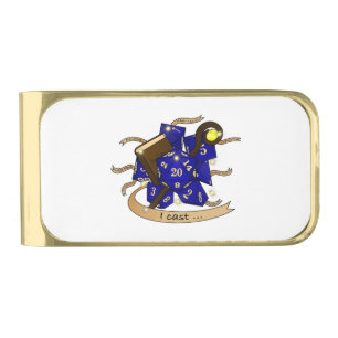 Wizard Dice Design Gold Finish Money Clip