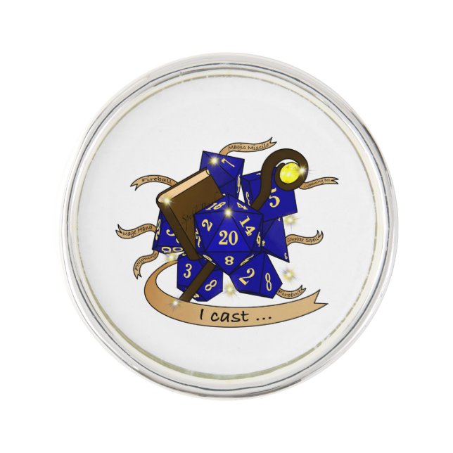Wizard Dice Design Lapel Pin (Front)