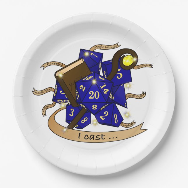 Wizard Dice Design Paper Plates (Front)