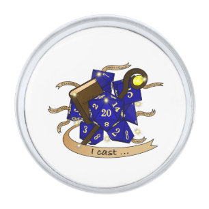 Wizard Dice Design Silver Finish Lapel Pin