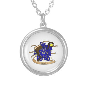 Wizard Dice Design Silver Plated Necklace