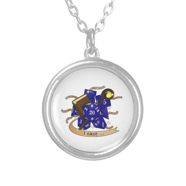 Wizard Dice Design Silver Plated Necklace (Front)