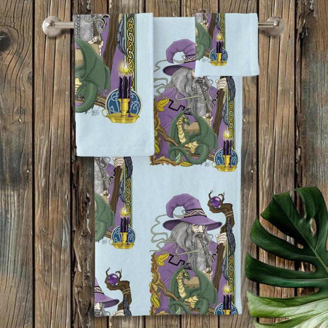 Wizard Dragon Fantasy Purple Bath Towel Set (Creator Uploaded)