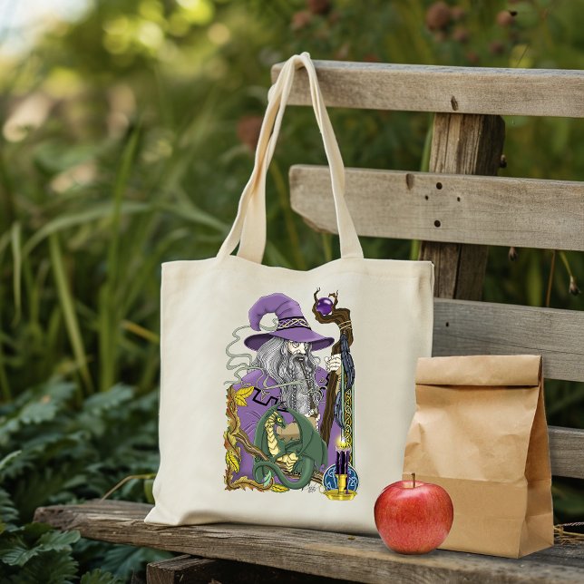 Wizard Dragon Fantasy Purple Tote Bag (Creator Uploaded)
