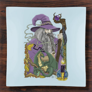 Wizard Dragon Fantasy Purple Trinket Tray