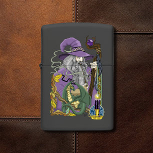 Wizard Dragon Fantasy Purple Zippo Lighter