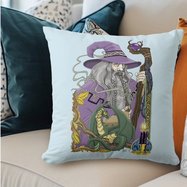 Wizard Dragon Purple Fantasy Throw Pillow (Creator Uploaded)