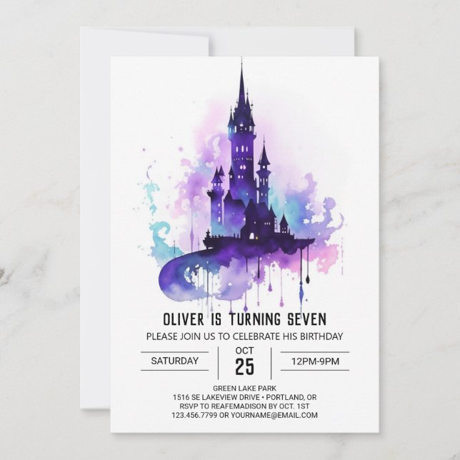 Wizard Editable Magical Birthday Invitation (Front)