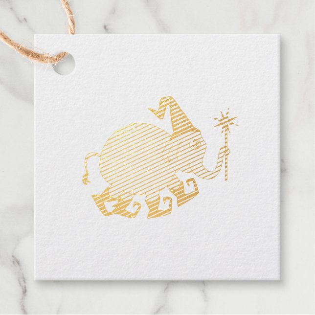 Wizard Elephant Foil Favor Tags (Front)