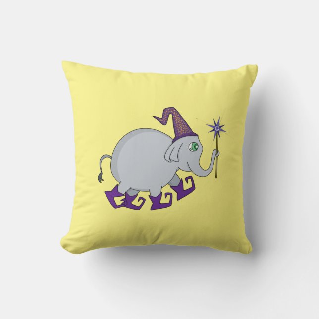 Wizard Elephant Throw Pillow (Front)