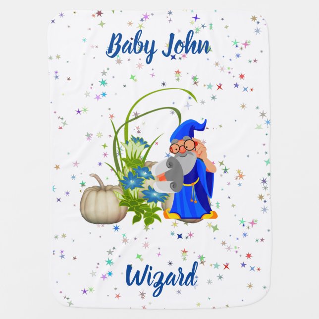 Wizard Fall Floral Pumpkins Twinkling Stars Baby Blanket (Front)