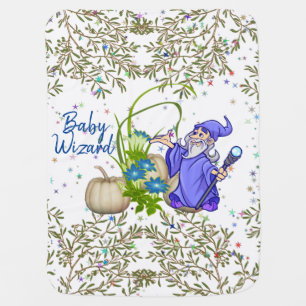 Wizard Fall Foliage Pumpkin Twinkling Stars Floral Baby Blanket