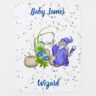 Wizard Fall Pumpkins Twinkling Stars Baby Blanket