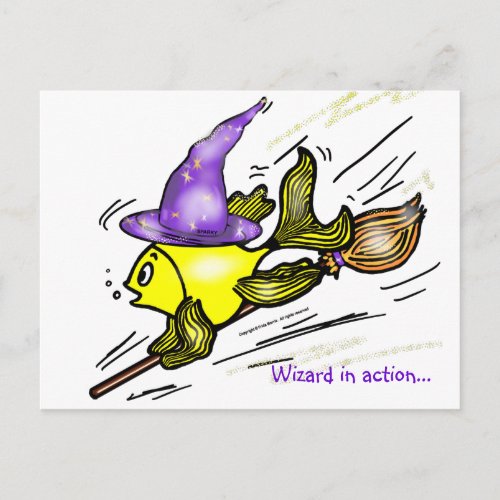 Wizard Fish _ funny cute drawing Postcard