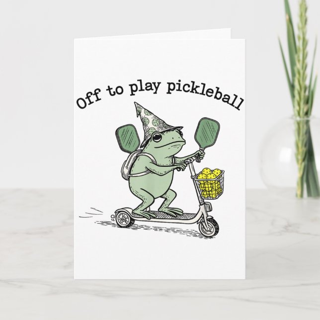 Wizard Frog Hold Racket Scooter Ride Off To Play P Card (Front)