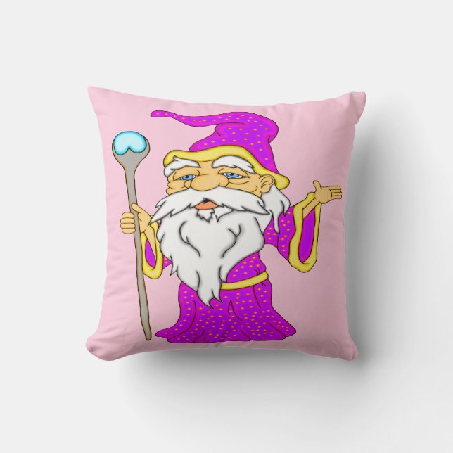 Wizard Gnome Throw Pillow (Front)