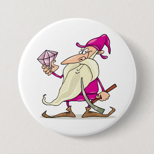 Wizard Gnome with Large Diamond Gemstone Button