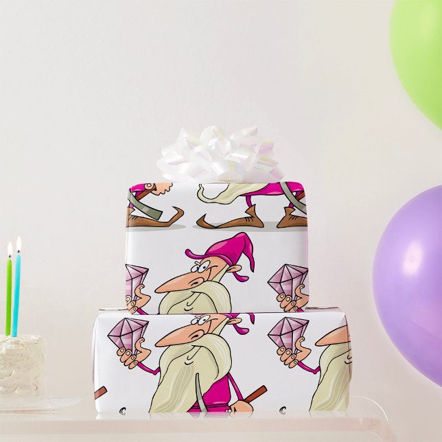Wizard Gnome with Large Diamond Gemstone Wrapping Paper (Creator Uploaded)