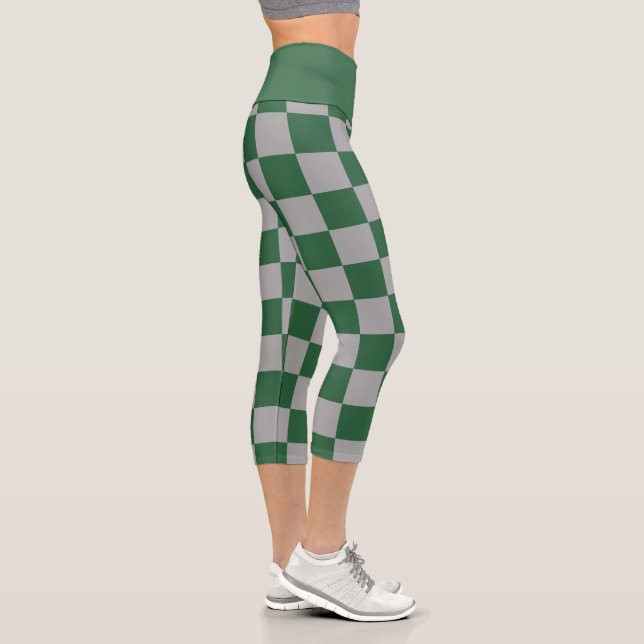 Wizard Green and Gray Checkered  Capri Leggings (Right)
