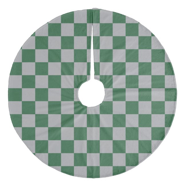 Wizard Green and Gray Checkered Fleece Tree Skirt (Front)