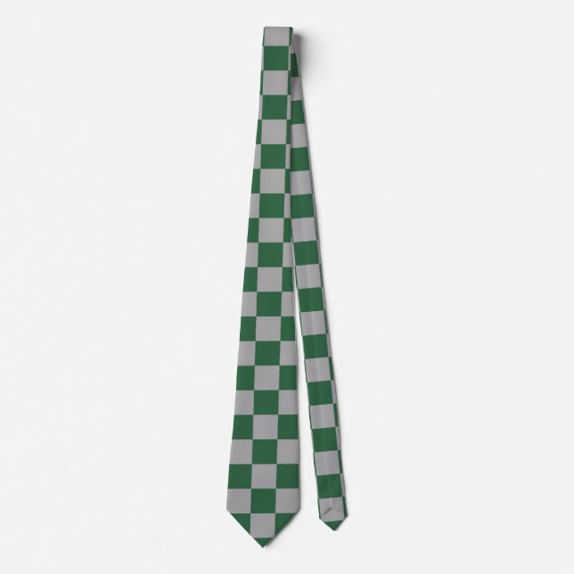 Wizard Green and Gray Checkered Neck Tie (Front)