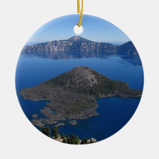 Wizard Island @ Crater Lake, Oregon Ceramic Ornament (Front)