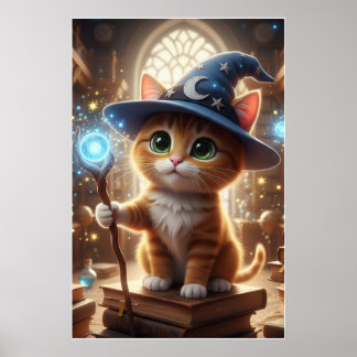 Wizard Kitten – Cute Magical Cat Poster Art