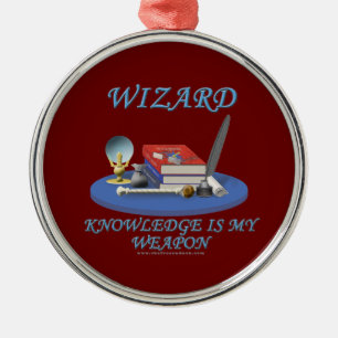 Wizard: Knowledge is My Weapon Metal Ornament