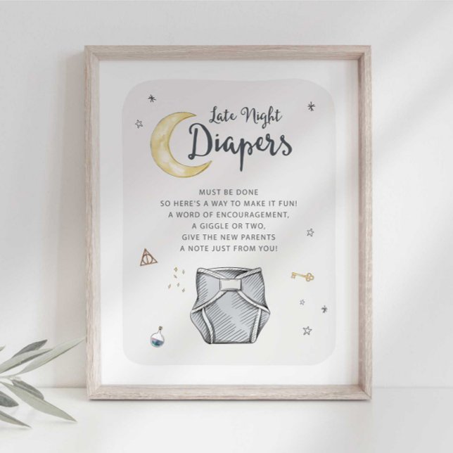 Wizard Late Night Diapers Baby Shower Sign (Creator Uploaded)