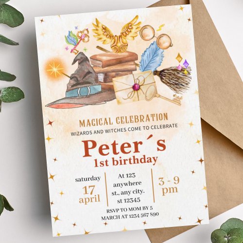 Wizard Magical Kids Birthday Party Invitation