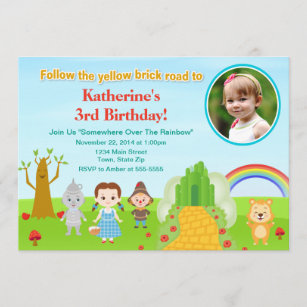 Wizard Of Oz Birthday Invitation 5x7 Photo Card
