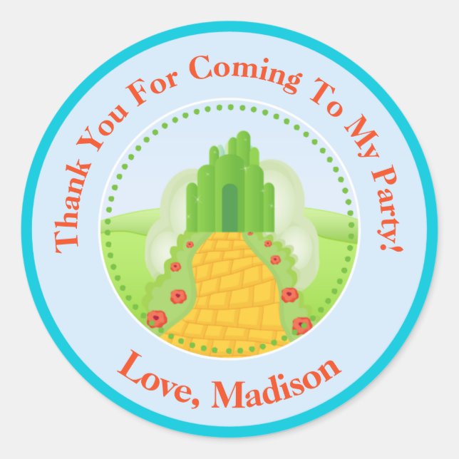 Wizard Of Oz Birthday Party Favor Stickers (Front)