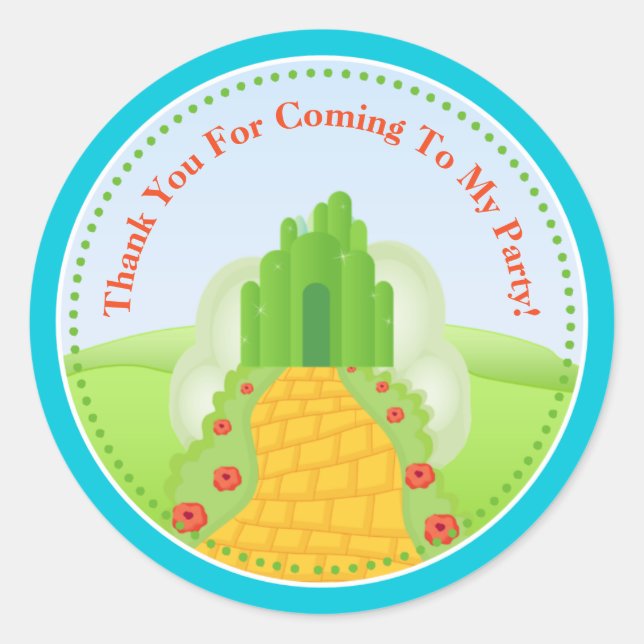 Wizard Of Oz Birthday Party Favor Stickers (Front)