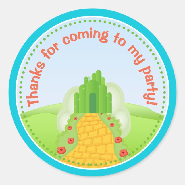 Wizard Of Oz Birthday Party Favor Stickers (Front)