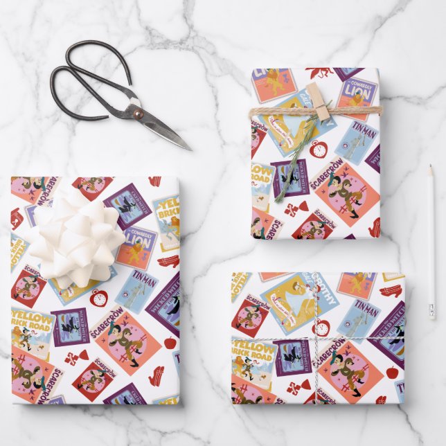 Wizard of Oz™ Character Print Toss Pattern Wrapping Paper Sheets (Front)