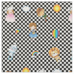 Wizard of Oz Characters on Black/White Checkered Fabric