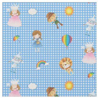 Wizard of Oz Characters on Blue and White Gingham Fabric