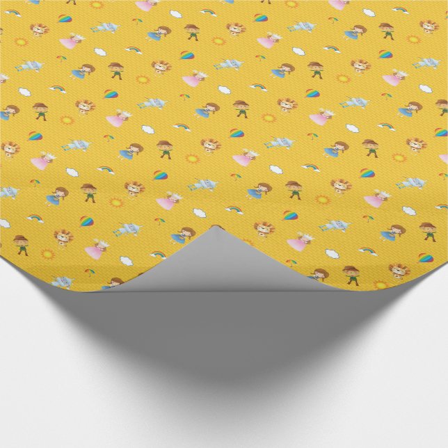 Wizard of Oz Characters on yellow brick road Wrapping Paper (Corner)