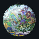 Wizard of Oz Dartboard<br><div class="desc">Spruce up your game room with The Wonderful Wizard of Oz original artwork by Traci Van Wagoner depiction of L. Frank Baum's The Wonderful Wizard of Oz published in 1900 in a fun and colorful style. See the tornado spinning the house out of a book into the land of Oz...</div>