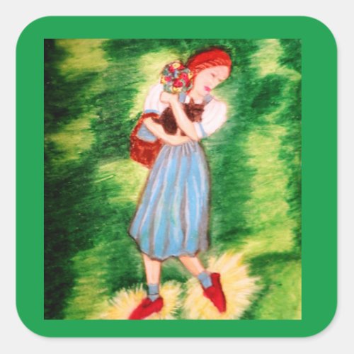 WIZARD OF OZ  DOROTHY AND HER SHOES SQUARE STICKER