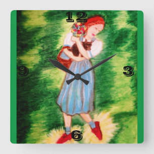 WIZARD OF OZ DOROTHY AND HER SHOES SQUARE WALL CLOCK