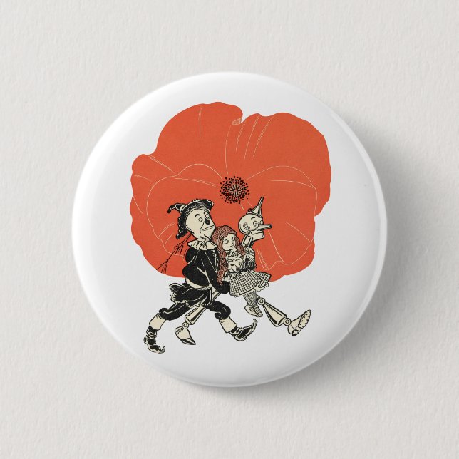 Wizard of Oz Dorothy and Poppies Pinback Button (Front)