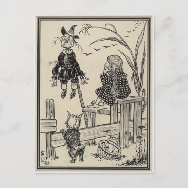 Wizard of Oz Dorothy and the Scarecrow Postcard (Front)