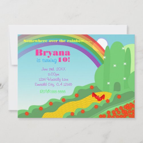 Wizard of OZ Emerald City Slippers Birthday Party Announcement