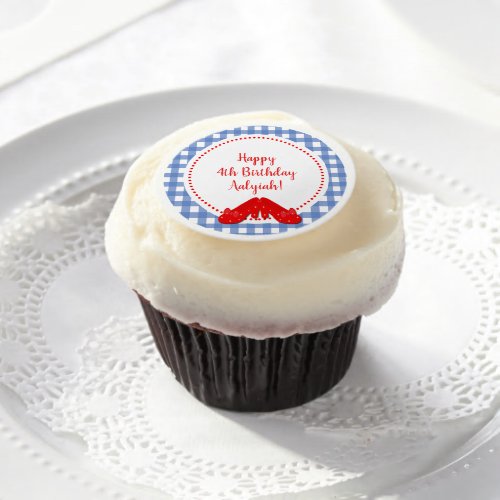 Wizard of OZ Gingham Checkered Birthday Party Edible Frosting Rounds