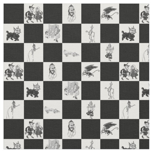 Wizard of Oz on Black and White Checkerboard Fabric