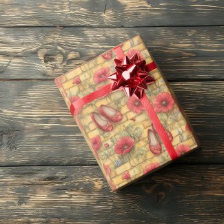 Wizard of Oz Poppies & Slippers Wrapping Paper