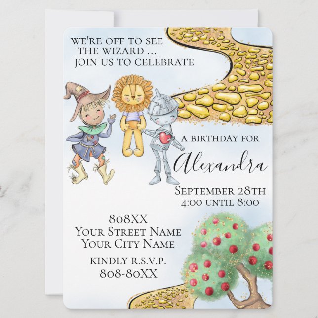 Wizard of Oz Theme Cute Illustrated Story Invitation (Front)